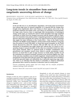 Long-Term Trends in Streamflow from Semiarid Rangelands: Uncovering