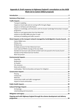 Draft Response to Highways England's Consultation on the A428 Black Cat