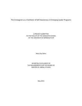 The Enneagram As a Facilitator of Self-Awareness in Emerging Leader Programs