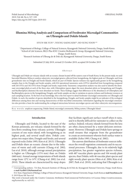 Illumina Miseq Analysis and Comparison of Freshwater Microalgal Communities on Ulleungdo and Dokdo Islands