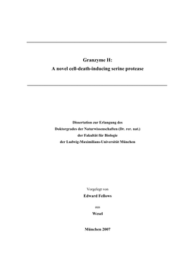 Granzyme H: a Novel Cell-Death-Inducing Serine Protease