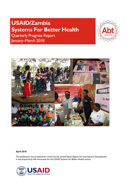 USAID/Zambia Systems for Better Health Quarterly Progress Report January–March 2018