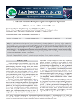 A Study on N-Substituted Nortropinone Synthesis Using Acetone Equivalents