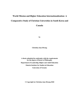 World Mission and Higher Education Internationalization: a Comparative