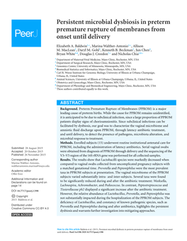 Persistent Microbial Dysbiosis in Preterm Premature Rupture of Membranes from Onset Until Delivery