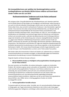 Politiker Der Bundestagsfraktion Und Der Landtagsfraktionen Von Bündnis 90/Die Grünen Erklären Auf Ihrem Bund- Länder-Treffen Vom 28