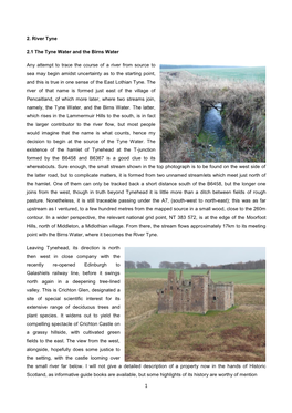 2. River Tyne 2.1 the Tyne Water and the Birns Water Any Attempt to Trace the Course of a River from Source to Sea May Begin
