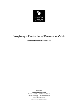 Imagining a Resolution of Venezuela's Crisis