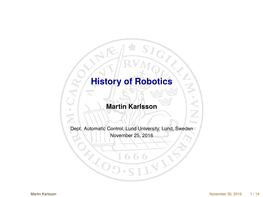 Martin Karlsson: History of Robotics