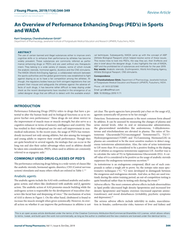 An Overview of Performance Enhancing Drugs (PED’S) in Sports and WADA