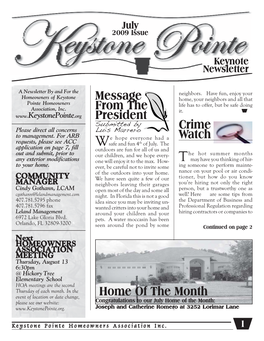 KEYSTONE POINTE HOMEOWNERS ASSOCIATION, INC. Board Of