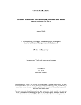 Diagenesis, Burial History, and Reservoir Characterization of the Scollard Sequence Sandstones in Alberta