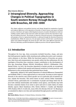 2 Intraregional Diversity. Approaching Changes in Political Topographies in South-Western Norway Through Burials with Brooches, AD 200–1000