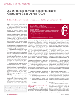 3D Orthopedic Development for Pediatric Obstructive Sleep Apnea (OSA)
