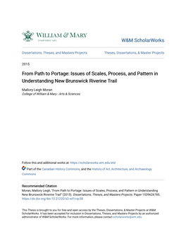 From Path to Portage: Issues of Scales, Process, and Pattern in Understanding New Brunswick Riverine Trail