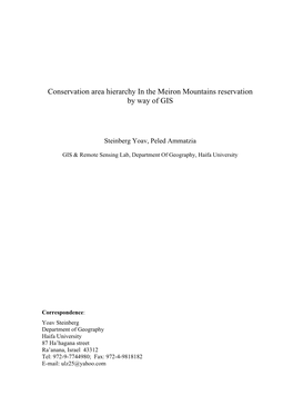 Conservation Area Hierarchy in the Meiron Mountains Reservation by Way of GIS