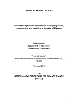 DETAILED PROJECT REPORT Sustainable Agriculture