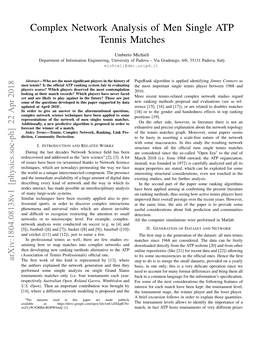 Complex Network Analysis of Men Single ATP Tennis Matches