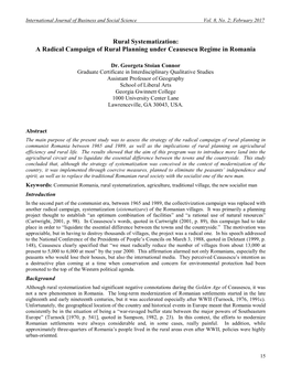 Rural Systematization: a Radical Campaign of Rural Planning Under Ceausescu Regime in Romania