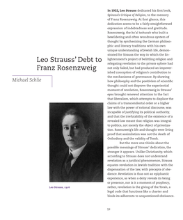 Leo Strauss' Debt to Franz Rosenzweig