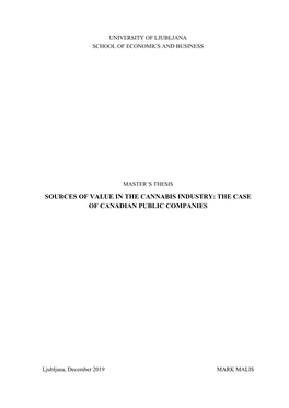 Sources of Value in the Cannabis Industry: the Case of Canadian Public Companies