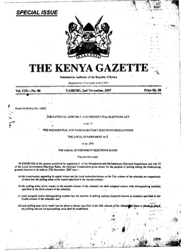 THE KENYA GAZETTE" Published' B) Authority of the Republic of Kenya