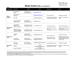 Media Outlet List (As of 06/08/2017) PRINT