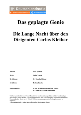 Die Lange Nacht Über Den Dirigenten Carlos Kleiber