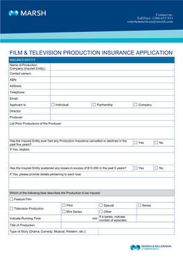 Film & Television Production Insurance Application