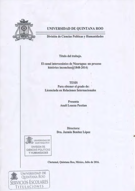 El Canal Interoceánico De Nicaragua: Un Proceso Histórico Inconcluso (1848-2014)