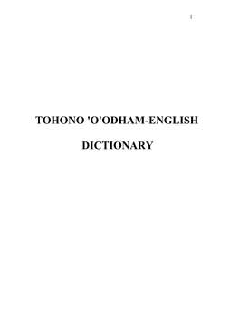 Tohono 'O'odham-English Dictionary