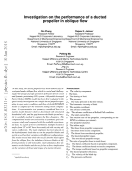 Investigation on the Performance of a Ducted Propeller in Oblique Flow