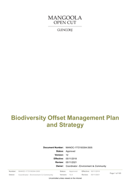 Biodiversity Offset Management Plan and Strategy