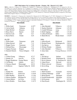 1983 19Th Indoor NCAA Indoor Results - Pontiac, MI - March 11-12, 1983 MEN: 1