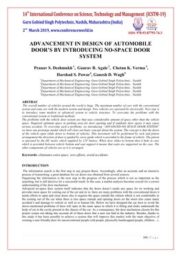 Advancement in Design of Automobile Door's by Introducing No-Space Door System