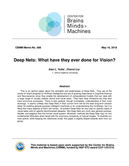 Deep Nets: What Have They Ever Done for Vision?