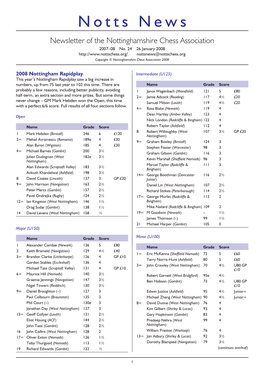 Notts News Newsletter of the Nottinghamshire Chess Association 2007–08 No