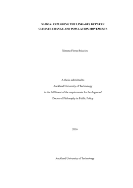 Samoa: Exploring the Linkages Between Climate Change and Population Movements