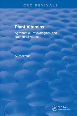 Plant Vitamins Agronomic, Physiological, and Nutritional Aspects