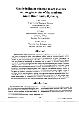 Mantle Indicator Minerals in Ant Mounds and Conglomerates of the Southern Green River Basin, Wyoming