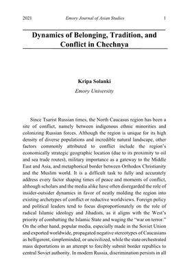 Dynamics of Belonging, Tradition, and Conflict in Chechnya