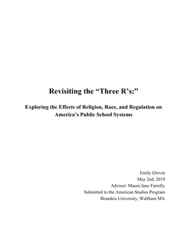 Revisiting the “Three R's:”