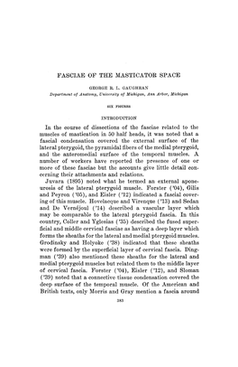 FASCIAE of the MASTICATOR SPACE in the Course of Dissections