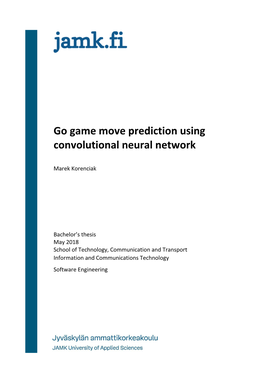 Go Game Move Prediction Using Convolutional Neural Network