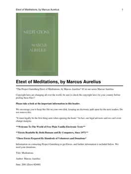 Etext of Meditations, by Marcus Aurelius 1