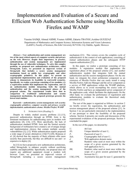 Implementation and Evaluation of a Secure and Efficient Web Authentication Scheme Using Mozilla Firefox and WAMP