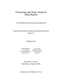 Clustering and Topic Analysis Final Report