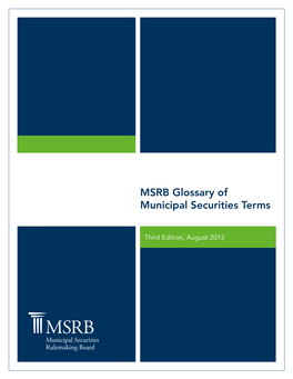 MSRB Glossary of Municipal Securities Terms