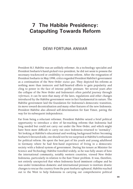 The Habibie Presidency: Catapulting Towards Reform