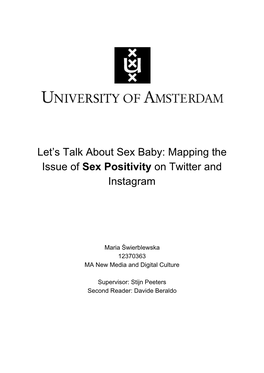 Mapping the Issue of ​Sex Positivity​On Twitter and Instagram